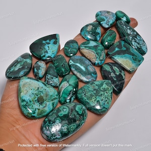 Chrysocolla Malachite Crystal Lot Hand Polished Wholesale Loose Gemstone, Malachite Healing Stone, Mix shape Cabochon, Sizes 20MM To 40MM