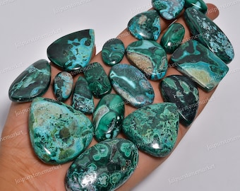 Chrysocolla Malachite Crystal Lot Hand Polished Wholesale Loose Gemstone, Malachite Healing Stone, Mix shape Cabochon, Sizes 20MM To 40MM