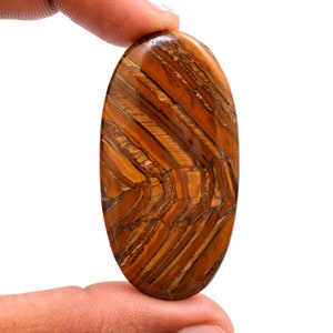 Natural Tiger's Eye Cabochon Gemstone, Top Quality Polished Stones For Making Jewelry- Oval Cabochon Tiger Eye Loose Stone- 52x26x5 mm