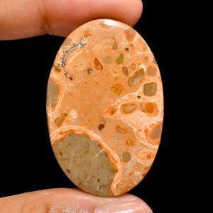 Natural Leopardite Jasper Cabochon- Oval Gemstone For Jewelry Making- Polished Stone- Top Quality Jewelry Making Stone. Size: 44x16x4 mm.