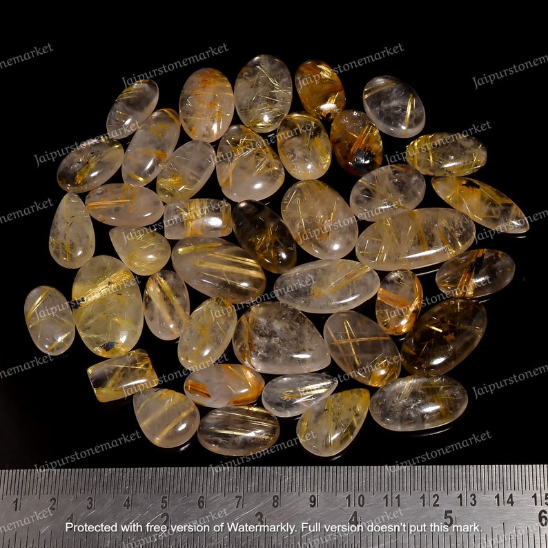 Genuine Golden Rutile, Rutilated Quartz, Natural Rutile Quartz Smooth Cabochon, Bulk Quartz, Healing Crystals, Size 20MM To 30MM image 4