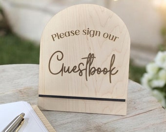 Sign For Wedding Guest Book Wood Modern Arch Table Sign Wedding Please Sign Our Guestbook Engagement Guestbook Sign