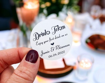 Personalised Wedding Favour Drinks Tokens For Wedding Guests Wedding bar tokens Wedding Accessories Free Wedding Drink Tokens