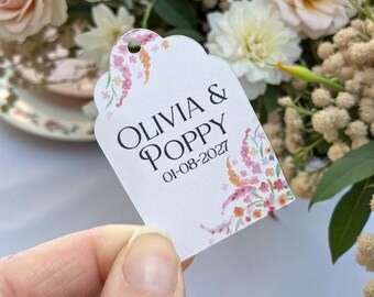 Personalised Wedding Favour Tags Floral Wedding Labels For Guest Gifts