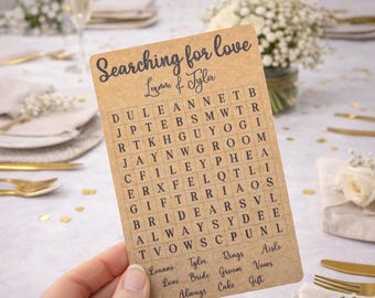 Word Search Wedding Favours Personalised Table Puzzle Wedding Gifts For Guests Wedding Table Games Rustic Wedding Table Decor Sip and Solve