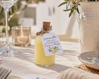 Limoncello Shot Wedding Favours - 50ml Empty Glass Bottles For Wedding Guests -  Small Wedding Bottles  Personalised Shot Bottle DIY Favour