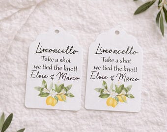 Limoncello Bottle Favour Tags Personalisaed Take a Shot Wedding Tags for Mini Limoncello Bottle Label Italian Wedding Favours