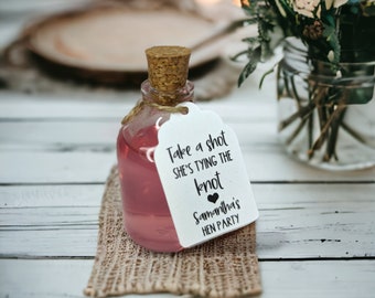 Hen Do Favours Personalised Hen Party Shot Bottles Fillable Favours Bridal Shower Shot Favors She's Tying The Knot