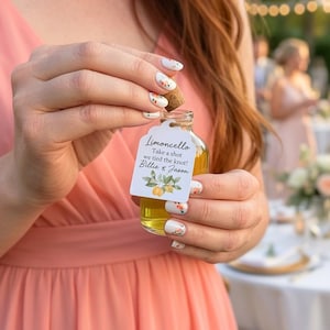 Limoncello Shot Wedding Favours - 50ml Empty Glass Bottles For Wedding Guests - Small Wedding Bottles Personalised Shot Bottle DIY Favour image 2