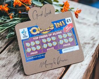 Personalised Wedding Scratch Card Holder, Good Luck Wedding Favour