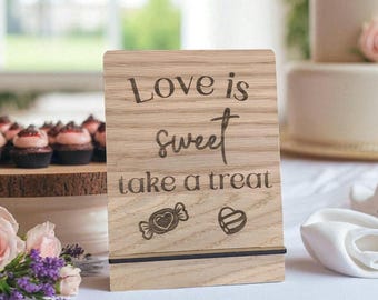 Wedding Sweet Table Sign Love Is Sweet Sign Wood Rustic Wedding Sign Wedding Favour Table Sign Sweet Cart
