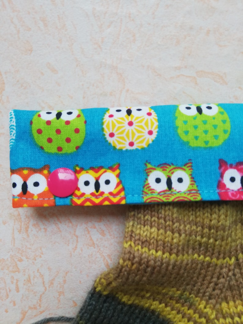 Needle safe, needle game garage, needle game safe, needle bag for 15 cm long needles, owls, circular knitting needle safe image 6