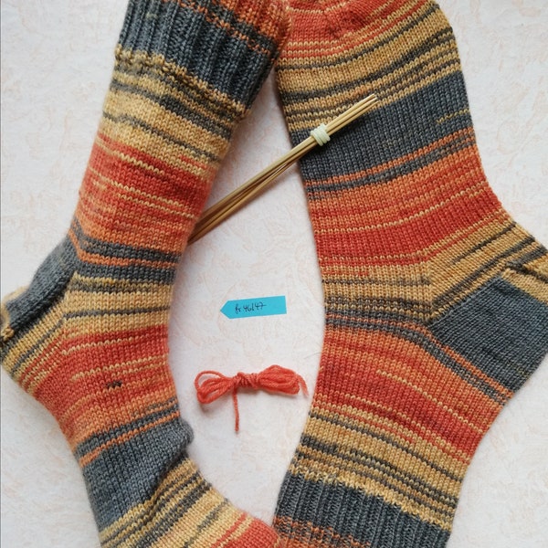 Wollsocken handgestrickte Socken Gr 46/47, bunt, für Männer, Men Socks, Männersocken