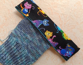 Needle safe, needle game garage, needle game safe, needle bag for 15 cm long needles, colorful cats, stitch saver, circular knitting needle safe