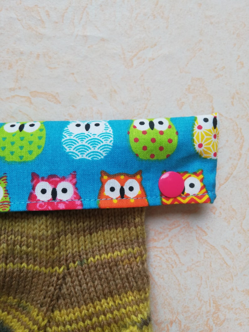 Needle safe, needle game garage, needle game safe, needle bag for 15 cm long needles, owls, circular knitting needle safe image 7