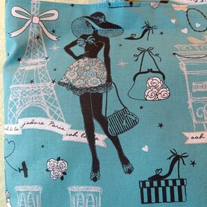 Bag, fabric bag, shopping bag, shopper, with Paris motifs, silver shine, fabric bag, image 3