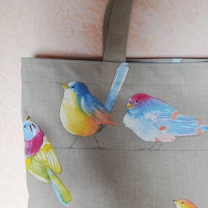 Einkaufstasche, Shopper, mit bunten Vögeln, Stofftasche, Stoffbeutel Bild 4
