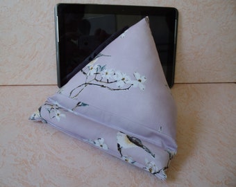 Tablet cushion, tablet support, tablet holder, tablet stand, tablet cushion, with light silver gloss, lilac with