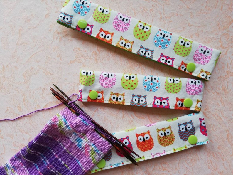 Needle garage, needle safe, needle game garage, needle game safe, needle bag for 15 cm long needles, with owls, circular knitting needle safe image 5