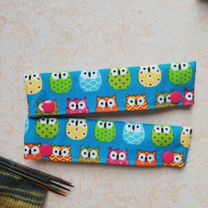 Needle safe, needle game garage, needle game safe, needle bag for 15 cm long needles, owls, circular knitting needle safe image 2