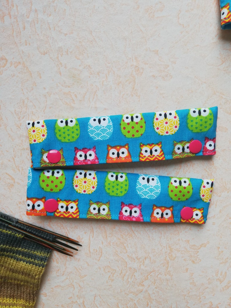 Needle safe, needle game garage, needle game safe, needle bag for 15 cm long needles, owls, circular knitting needle safe image 2