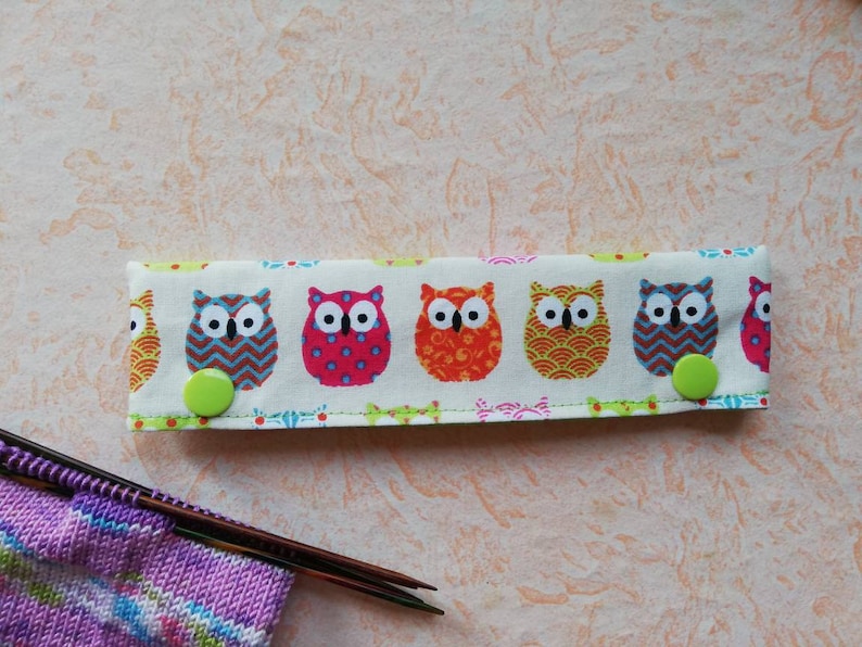 Needle garage, needle safe, needle game garage, needle game safe, needle bag for 15 cm long needles, with owls, circular knitting needle safe image 6