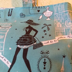 Bag, fabric bag, shopping bag, shopper, with Paris motifs, silver shine, fabric bag, image 7