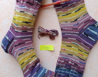 Wollsocken, handgestrickte Socken, Gr 40/41, gestrickte Socken, Regenbogen