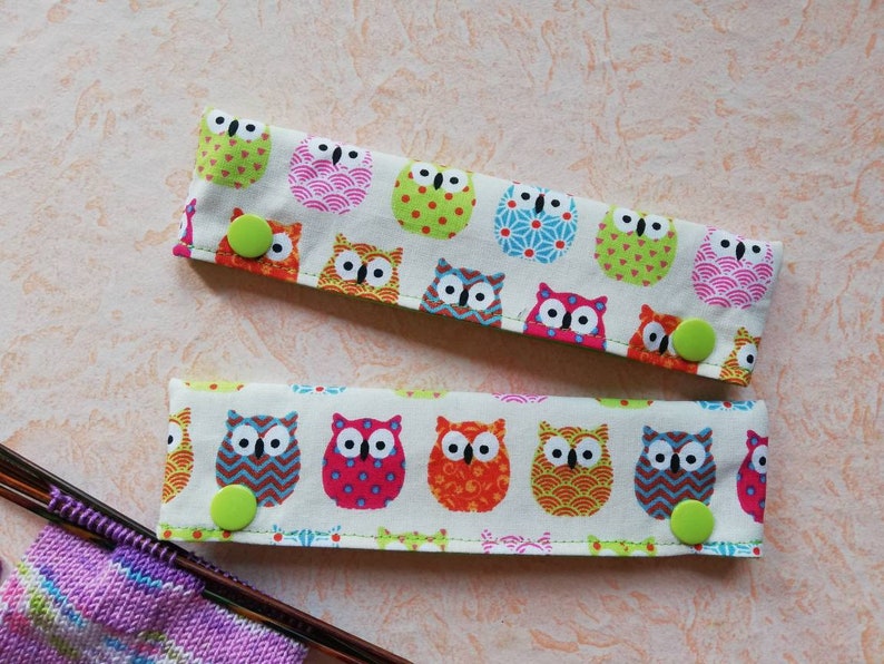 Needle garage, needle safe, needle game garage, needle game safe, needle bag for 15 cm long needles, with owls, circular knitting needle safe image 2