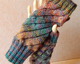 Wrist warmers, arm warmers, gloves, hand warmers, cuffs, 2-ply, Mille Colori, swirl pattern