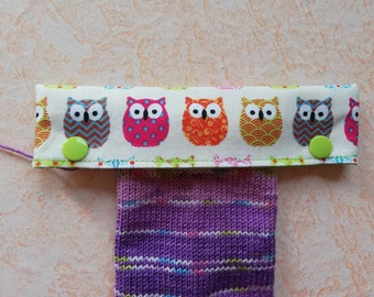 Needle garage, needle safe, needle game garage, needle game safe, needle bag for 15 cm long needles, with owls, circular knitting needle safe