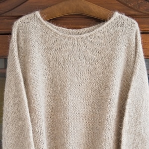 Hand-knitted apaca, mohair and silk pullover / Mohair women&#39;s pullover / Fluffy loose sweater