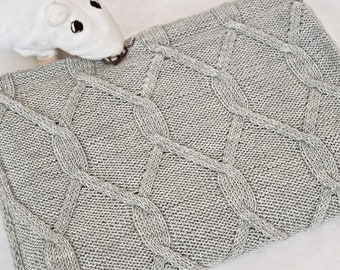 Hand-knitted woolen baby blanket, gray / Merino wool blanket