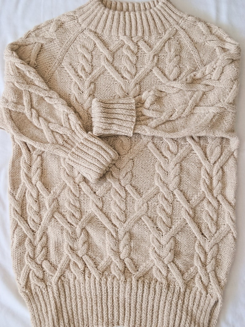 Ręcznie dziany pulower z alpaki / Wełniany sweter / Miękki pulower zdjęcie 6