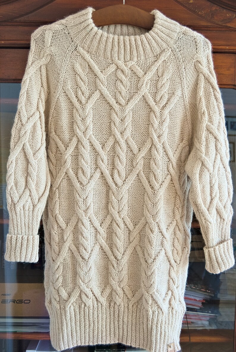 Ręcznie dziany pulower z alpaki / Wełniany sweter / Miękki pulower zdjęcie 9