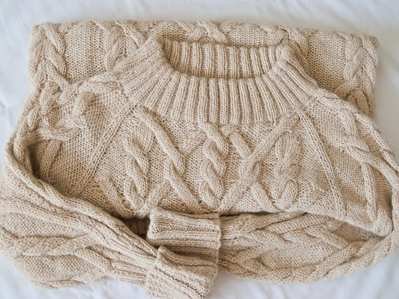 Ręcznie dziany pulower z alpaki / Wełniany sweter / Miękki pulower zdjęcie 5