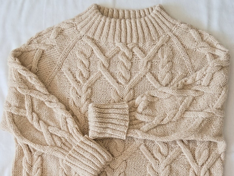 Ręcznie dziany pulower z alpaki / Wełniany sweter / Miękki pulower zdjęcie 3