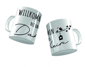 Kaffee Tasse - Keramik - Tee Becher - "Willkommen bei uns Daheim" die Perfekte Besucher Tasse