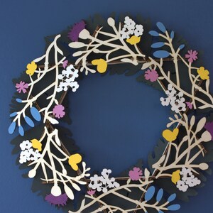 Wildflower Wreath, wooden floral wreath, Floral wall art, 3d artwork, Flower picture, Floral gift, Homewarming gift, everlasting flowers,
