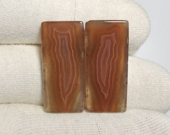 Natural Botswana Agate Gemstone Pair Designer Botswana Pair Cabochon  Matched Pair For Jewelry Making  25 CTS. {27X12X4}mm STZ-2646