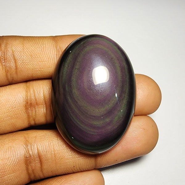 Amazing Colorful 100% Natural Rainbow Obsidian Cabochon Loose Gemstone. (Oval shape 43x30x11)MM 99 cts