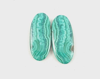 Rare Designer Quality Natural Malachite pair Loose Cabochons Gemstone. (Oval shape 28x12x4)MM 32 cts