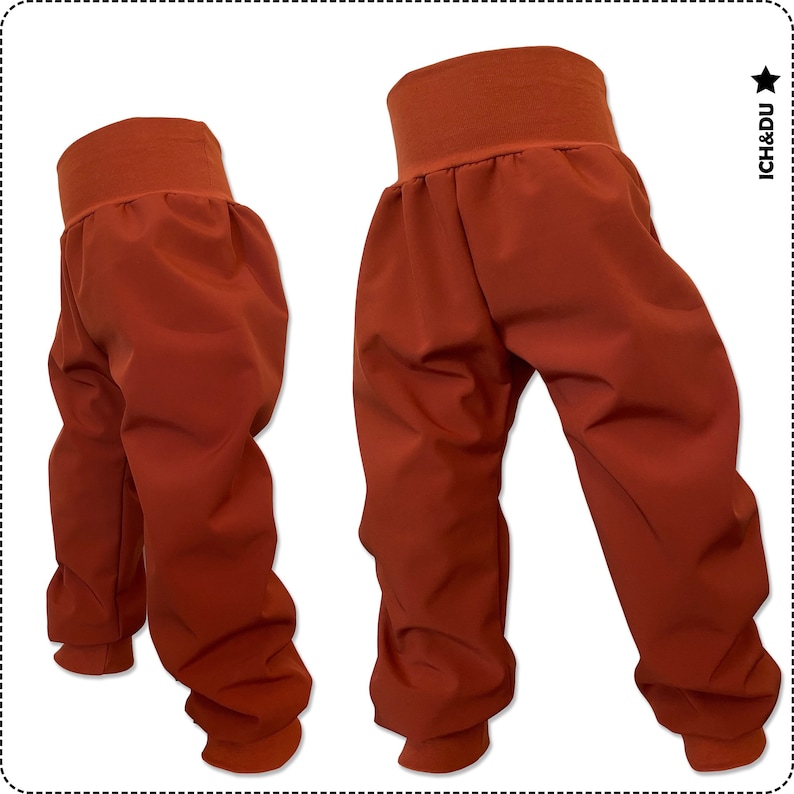 Softshellhose Outdoorhose Thermohose gefütterte Hose Kind Pumphose Handmade ICH&DU rost Mädchen Jungen Bild 2