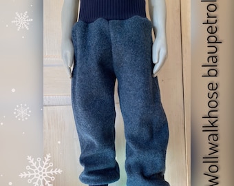 Wool walk trousers, wool trousers, pump trousers, walk trousers for children, boys, girls, handmade dark petrol outdoor trousers, thermal trousers