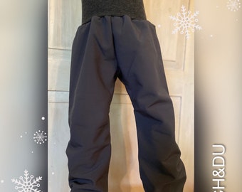 Pantaloni softshell, pantaloni outdoor, pantaloni termici, pantaloni foderati, pantaloni bambino, ragazzi grigio scuro ICH&DU fatti a mano