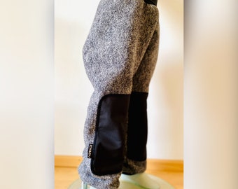 Wool walk trousers, wool trousers, pump trousers, walk trousers, child knee patches, handmade grey-mottled outdoor trousers, thermal trousers