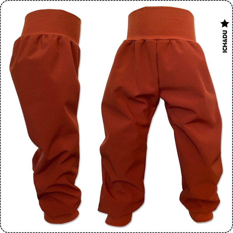 Softshellhose Outdoorhose Thermohose gefütterte Hose Kind Pumphose Handmade ICH&DU rost Mädchen Jungen Bild 1