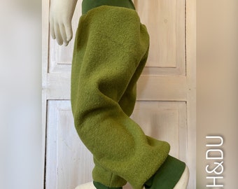 Wollen wandelbroek, wollen broek, pompbroek, wandelbroek voor kinderen, jongens, meisjes, handgemaakte groene outdoorbroek, thermobroek