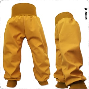 Softshell trousers, outdoor trousers, thermal trousers, lined trousers, child trousers, handmade ICH&DU yellow girls boys