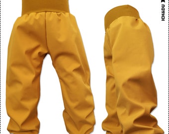 Pantaloni softshell, pantaloni outdoor, pantaloni termici, pantaloni foderati, pantaloni per bambini, ragazzine gialle ICH&DU fatte a mano